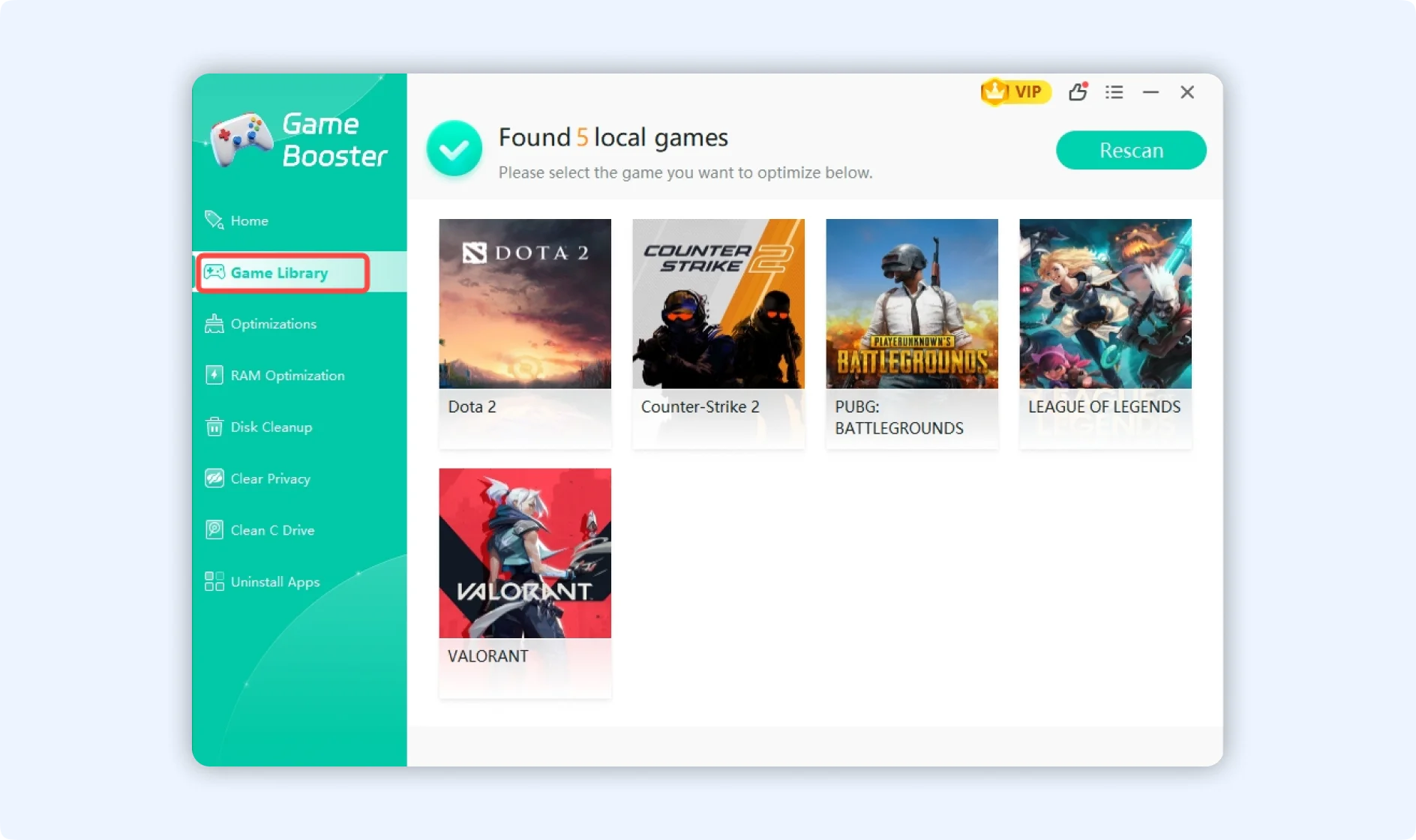 Game library begin to detect installed game titles.