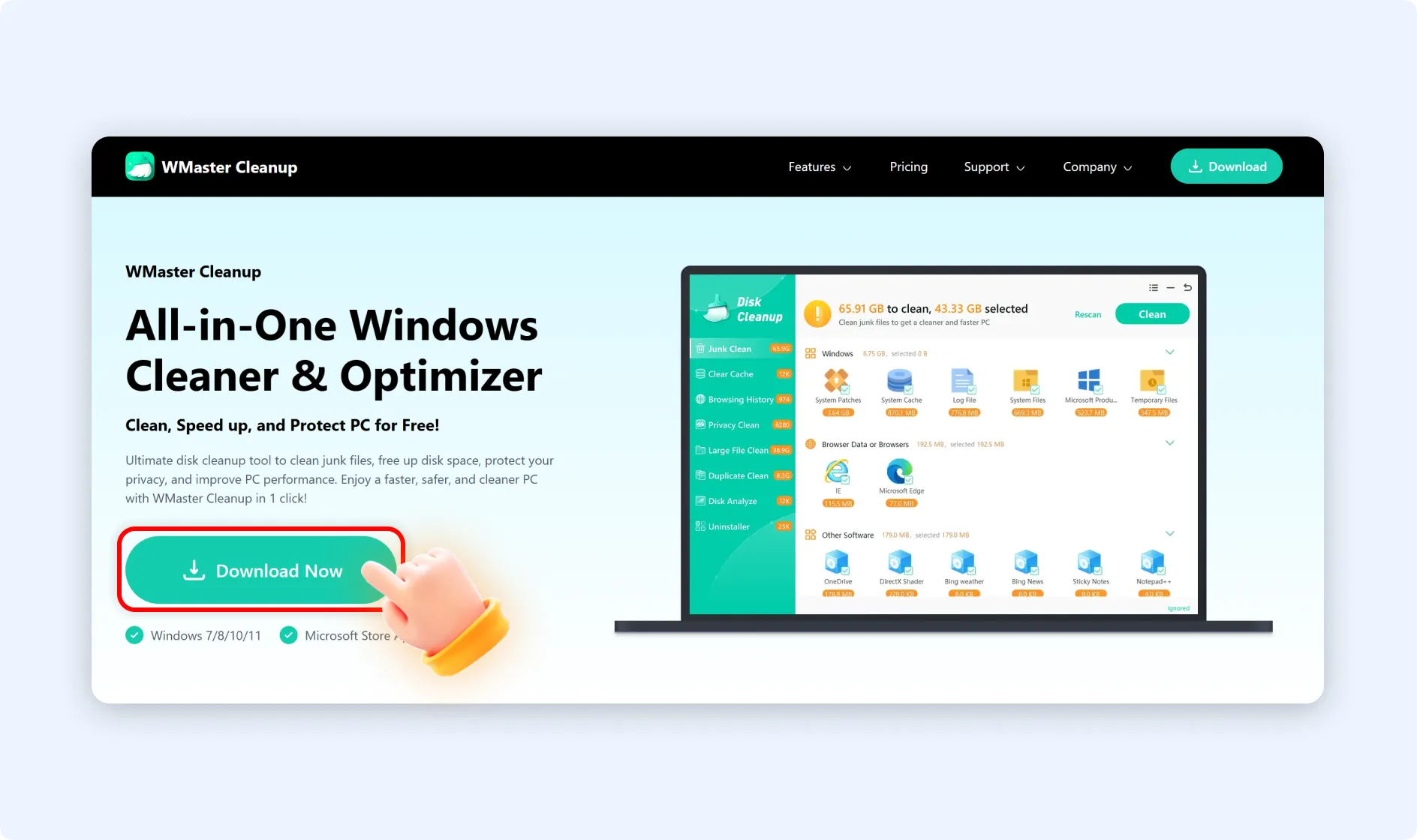 Go to WMaster Cleanup site to download WMaster Cleanup.