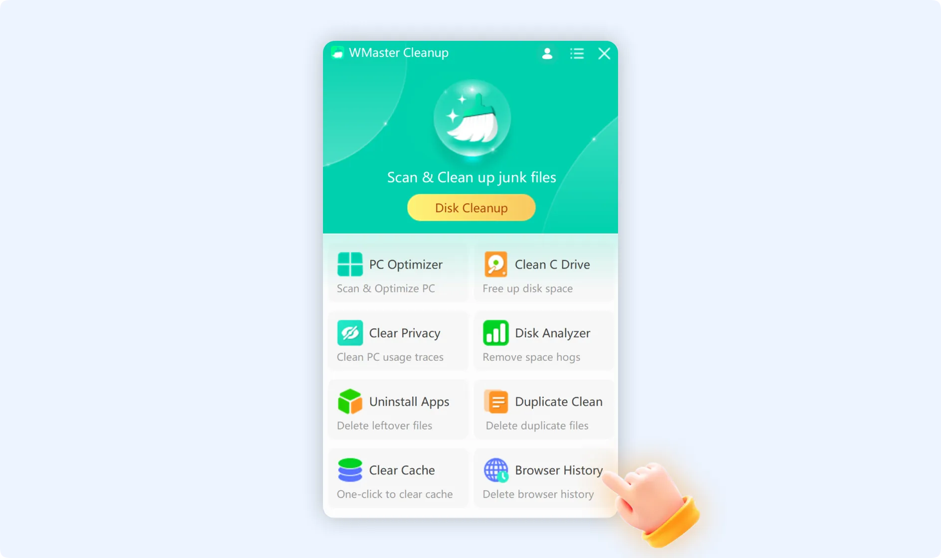 Tap on Browser History feature to clean web browsing history.