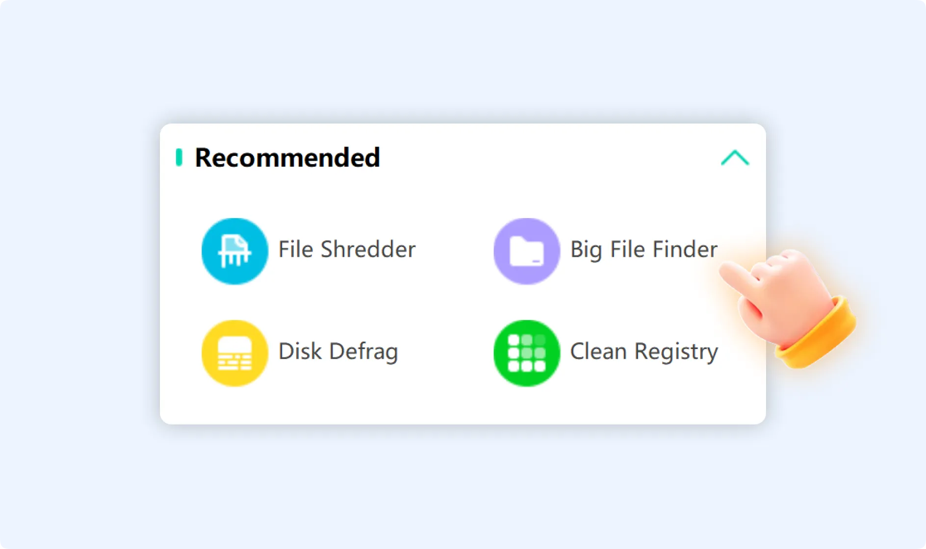 Tap on Big File Finder feature to clean large files from your disks.
