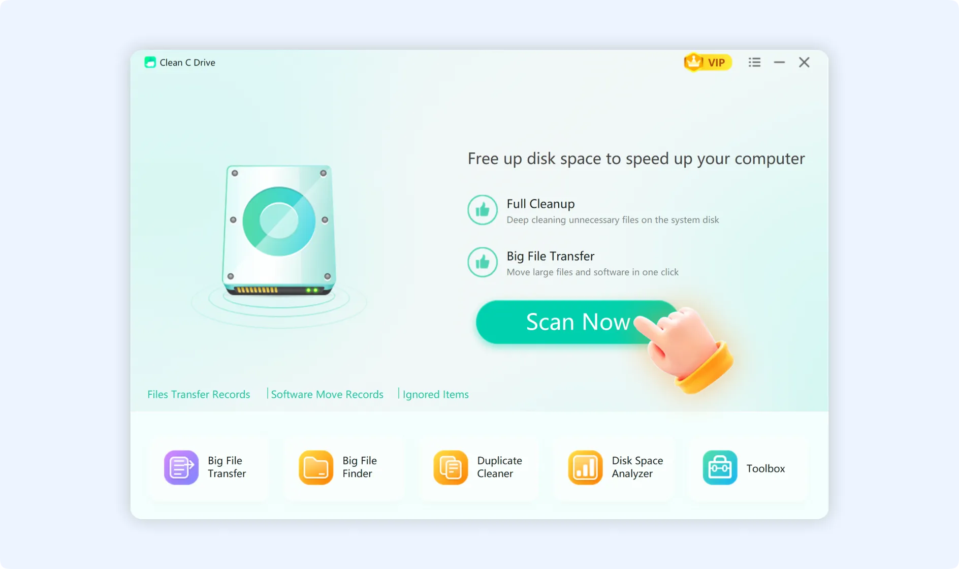  Initiate the scanning process to free up disk space.