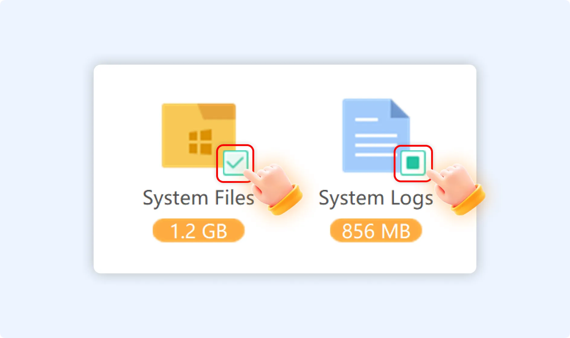  Custom select the files under each item to clean for faster PC.