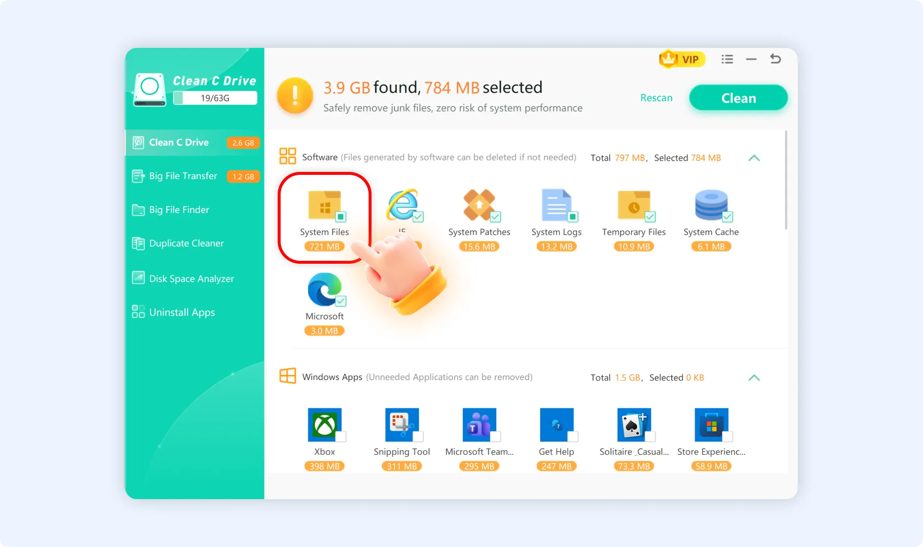 Click cleanup item to view its detailed information.