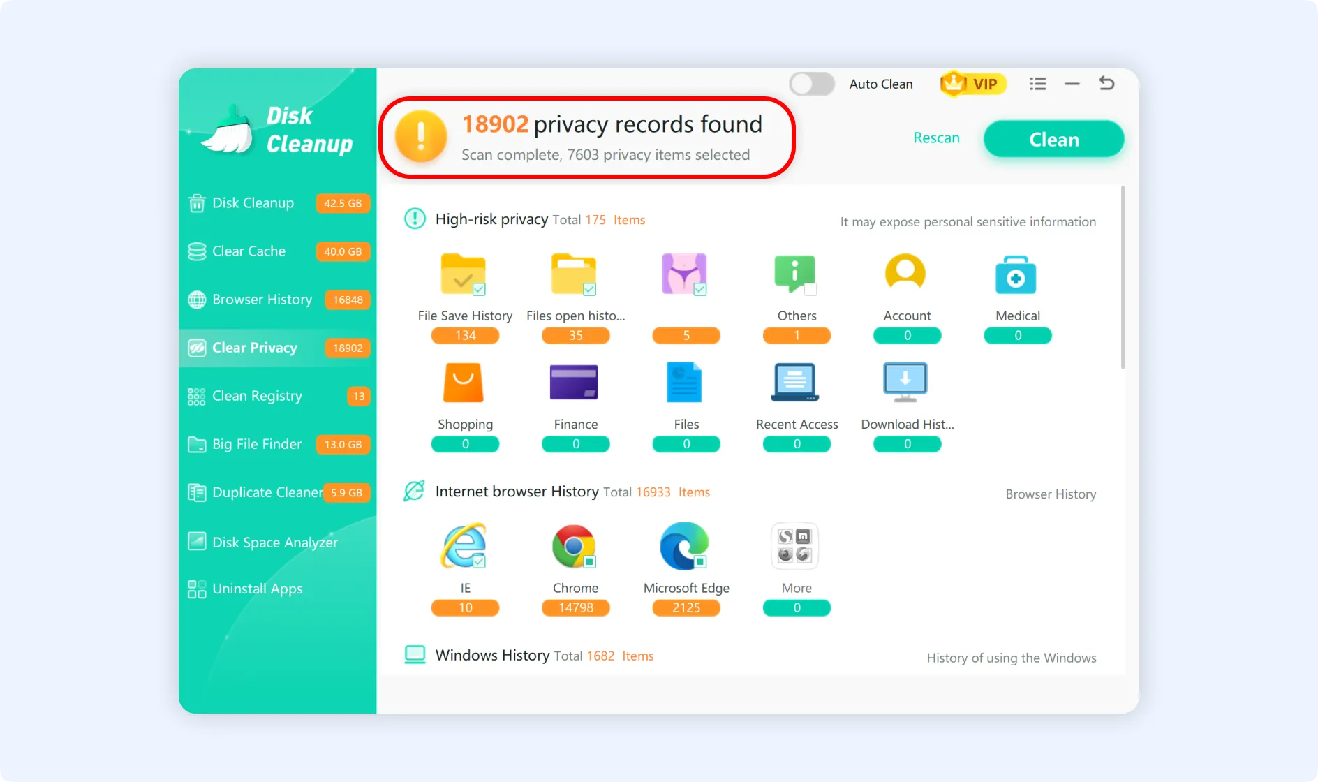Find out all privacy records that are smartly categorized.