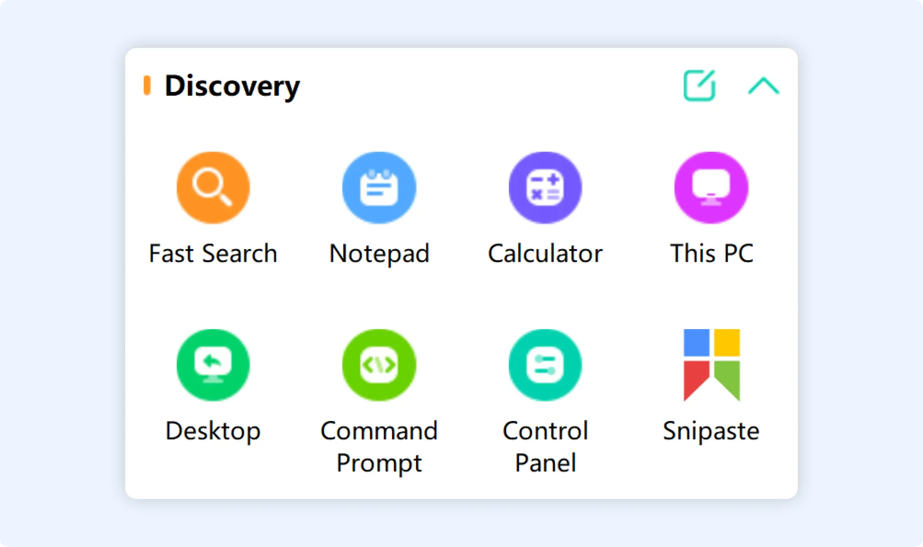  The Discover section will display icons according to the new layout.