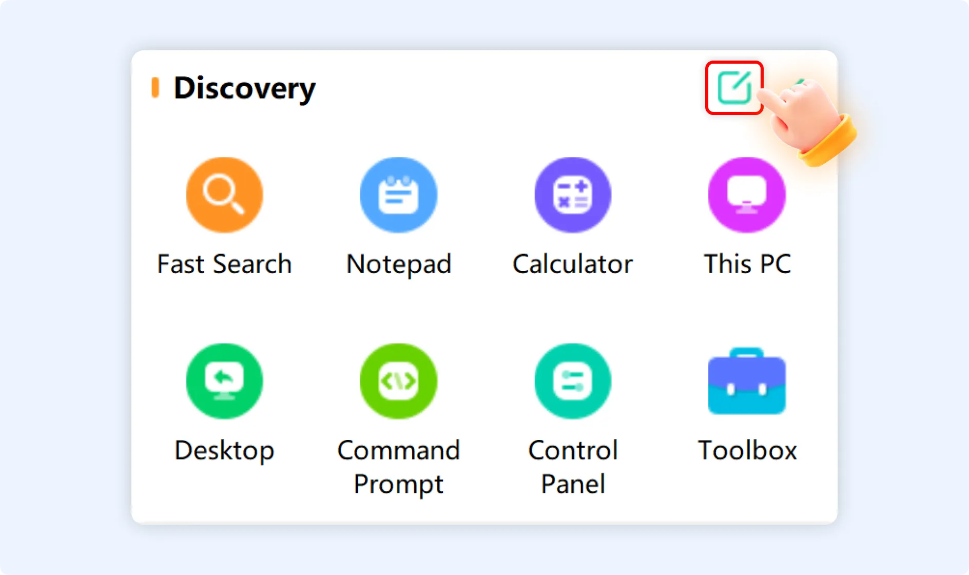 Tap on edit icon to add or remove shortcut entries.