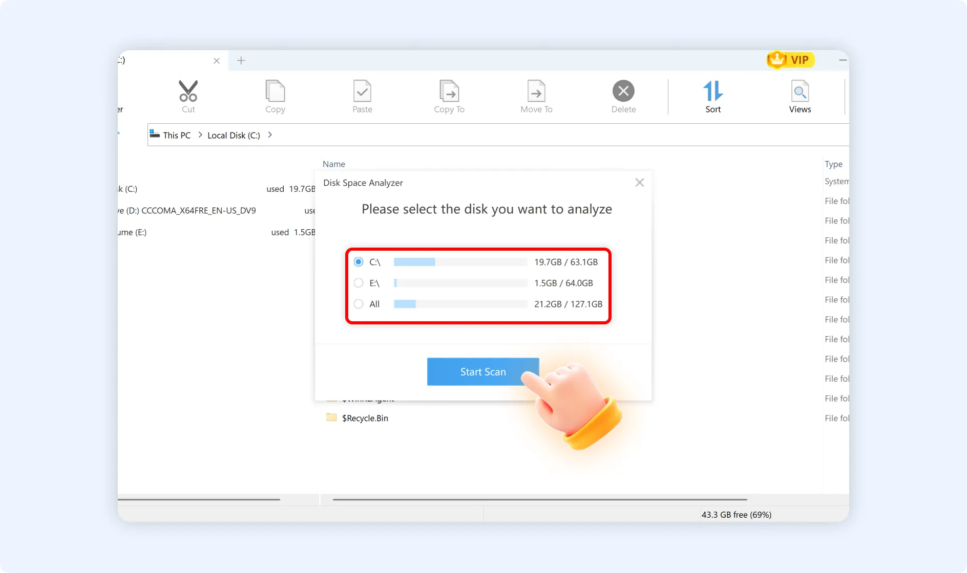 Select individual or all disks and initiate the scanning process.