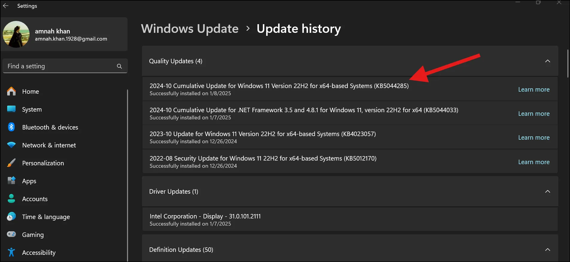 Copy the KB number to search for download on Microsoft Update Catalog.