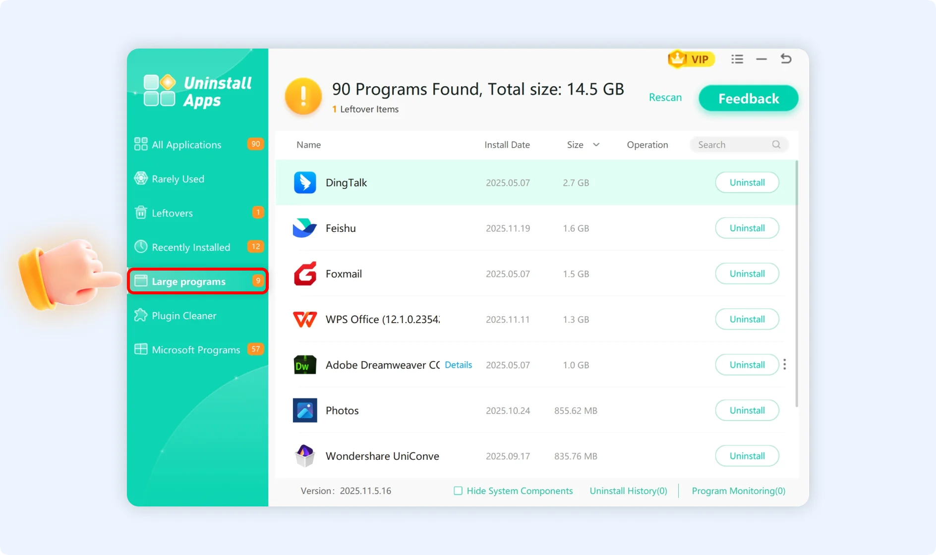 Large programs panel