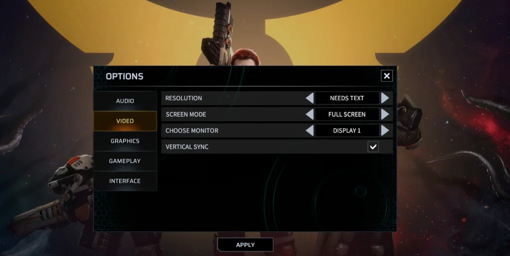 In-game Video settings where you can set resolution.