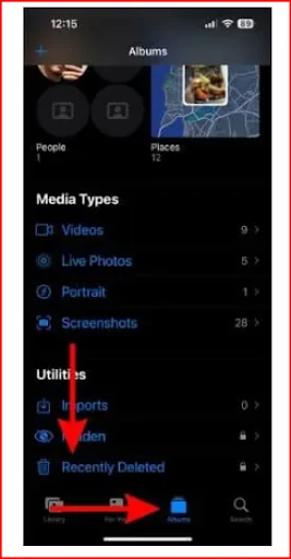 Go to albums and delete images from the recently deleted folder.
