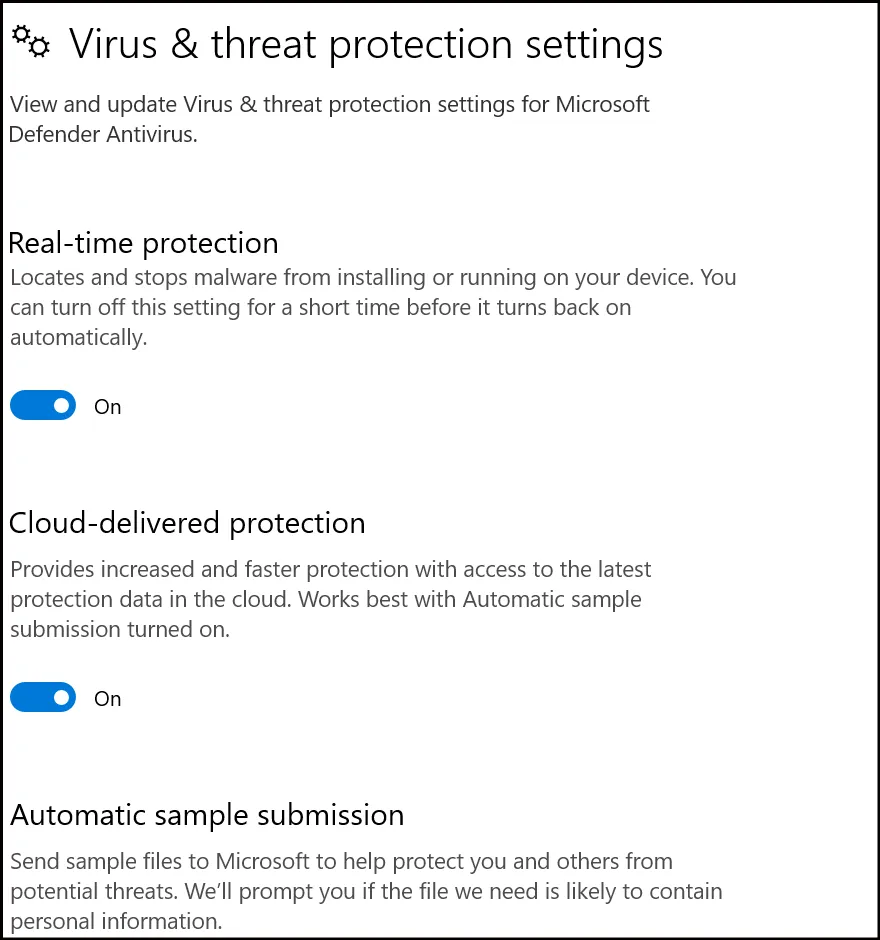  Windows Security interface for Virus and threat protection to schedule scan.