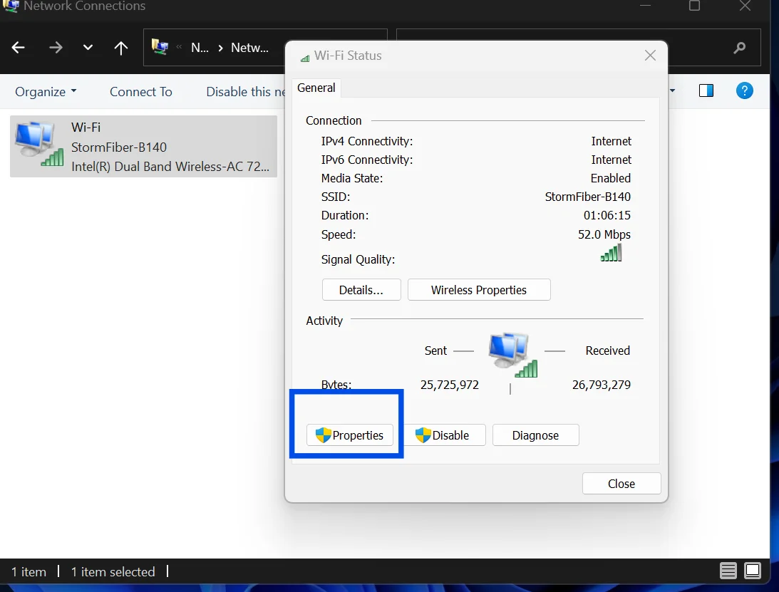Open network card's Properties.