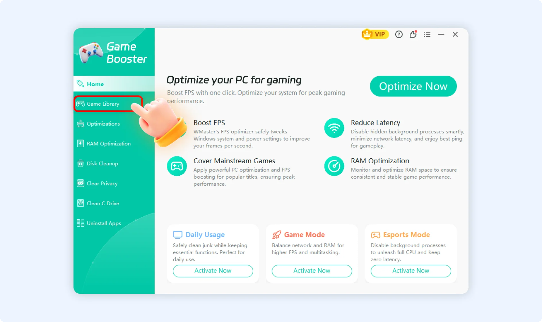 Navigate to game library.