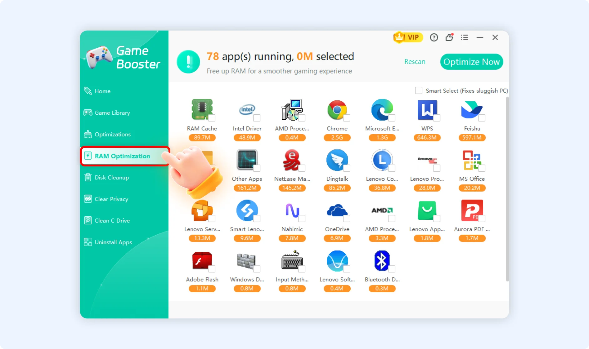 Navigate to RAM optimization.