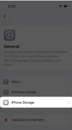 Go to iPhone storage.