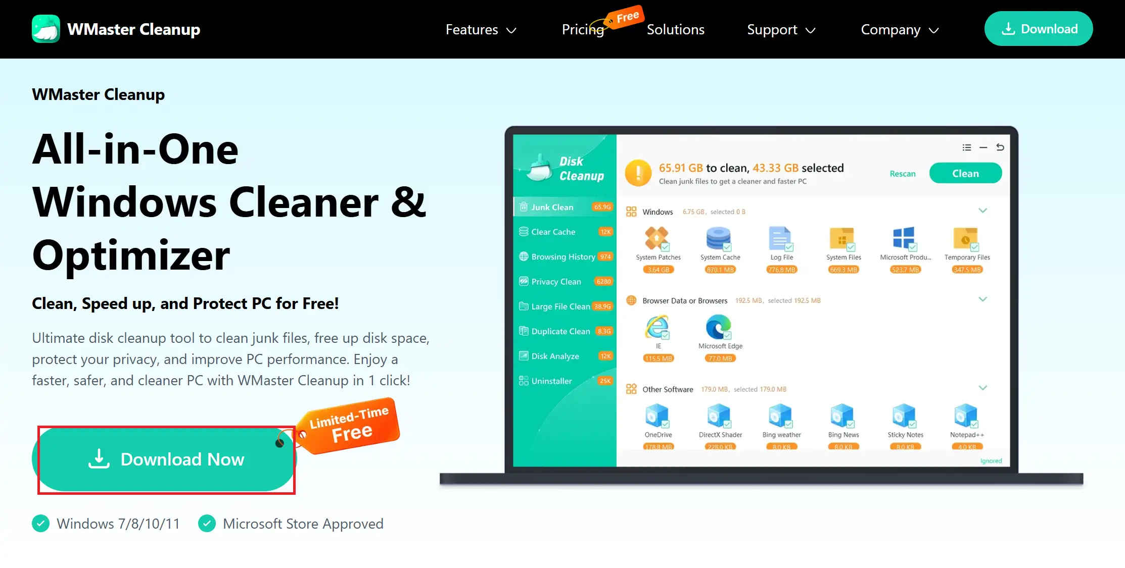Download WMaster Cleanup on your Windows 11 PC to manage temp files