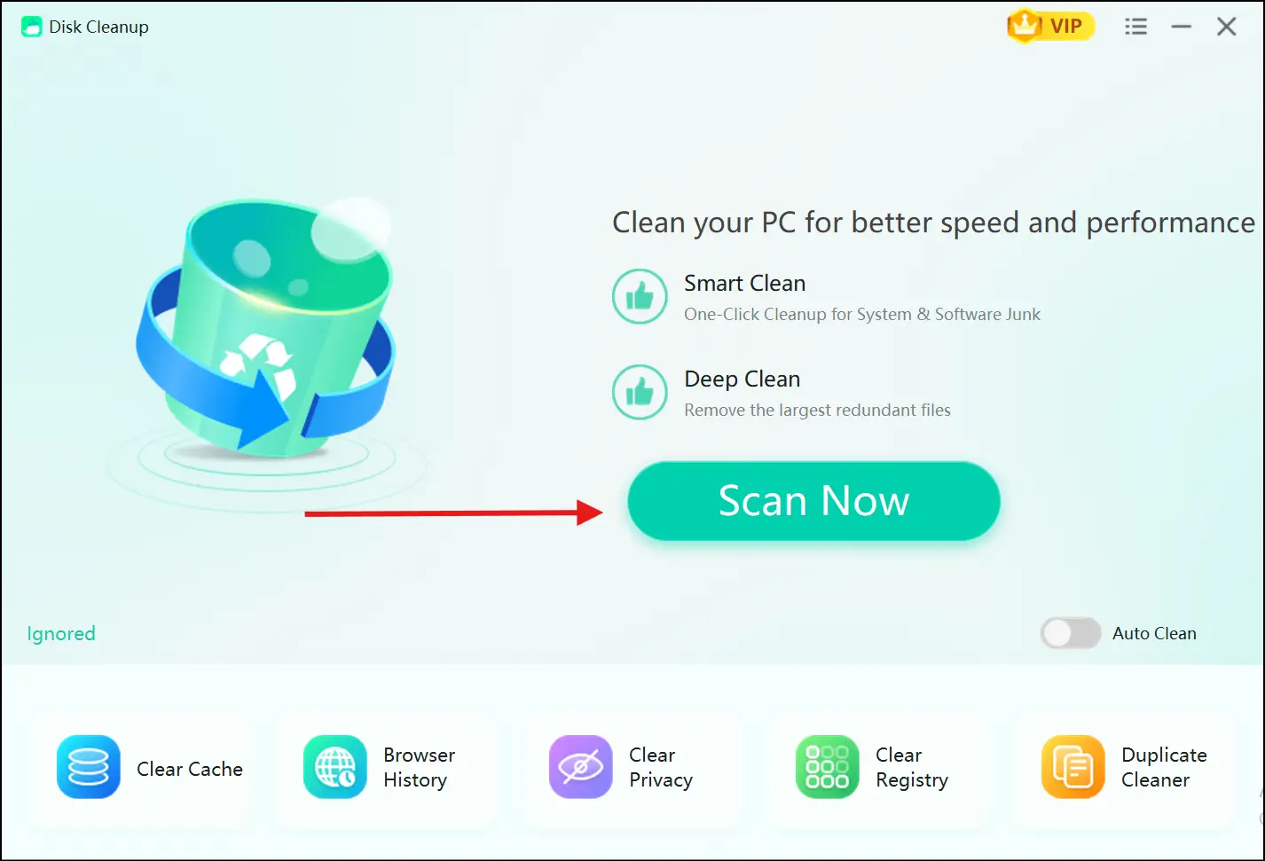 Initiate the scanning process to locate temp files folder in Windows 11