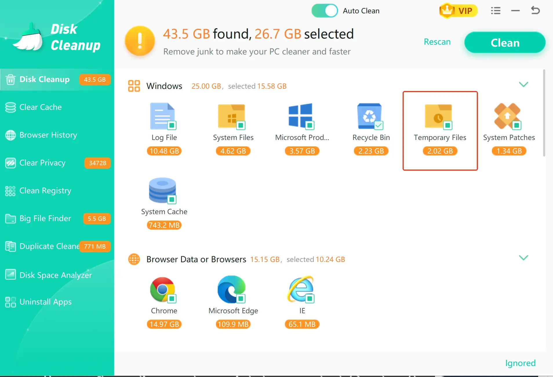 Find out the Windows temp directory with Disk CLeanup feature