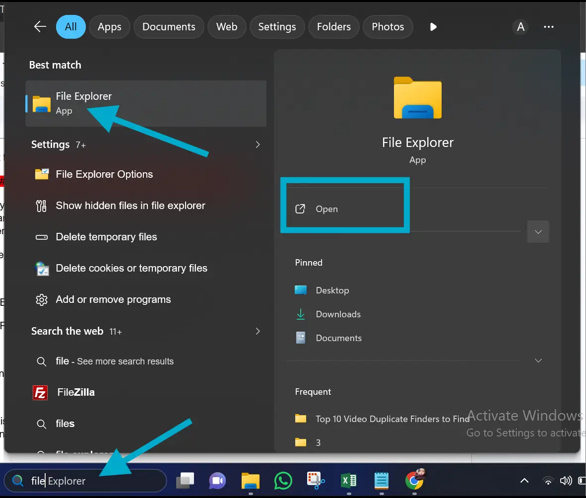 Open File Explorer app in Windows 11 to access temporary folder&nbsp;location.