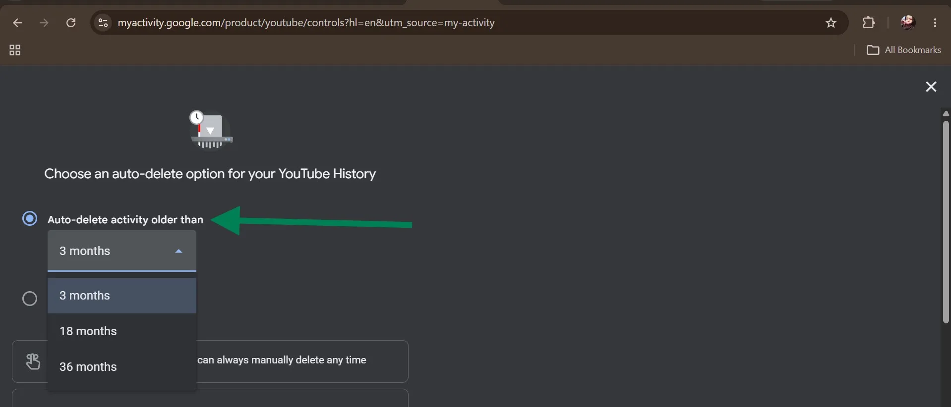 Choose an auto-delete option