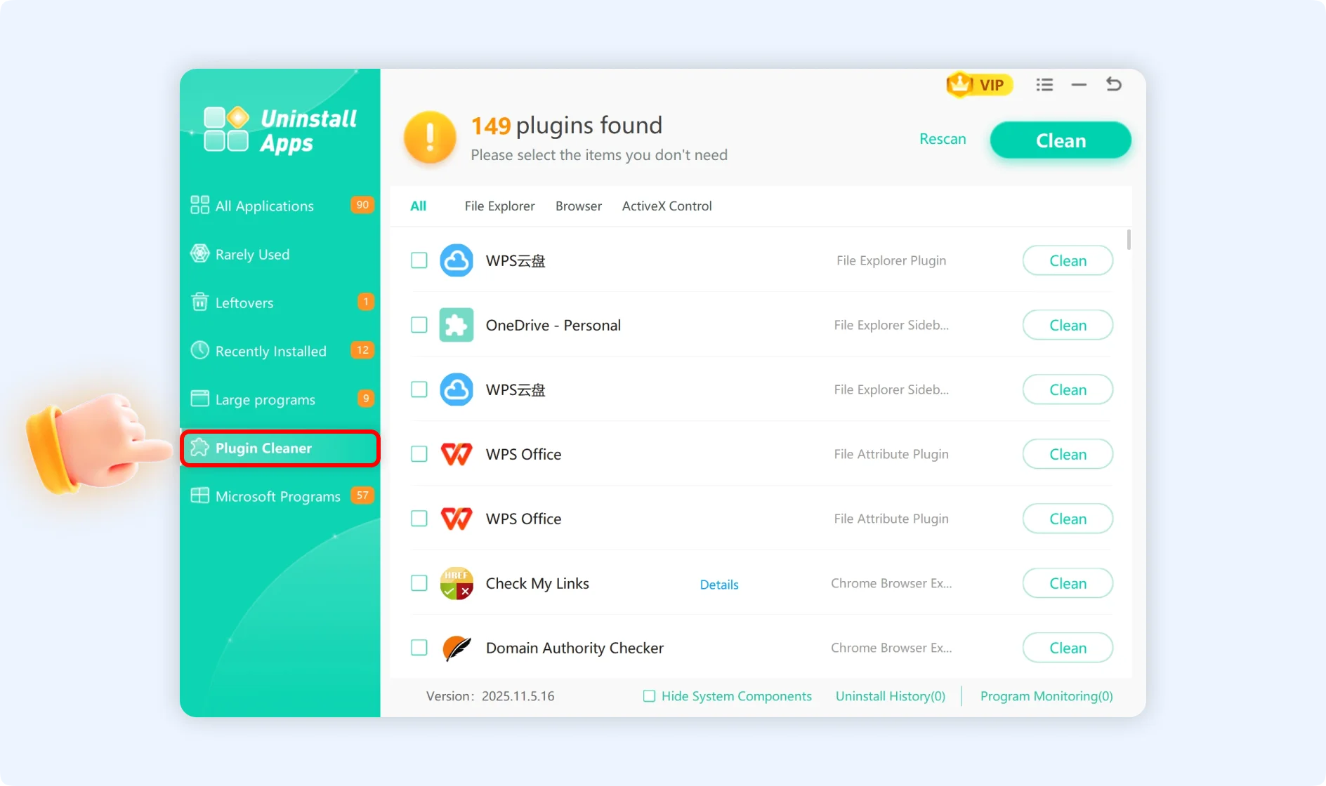 Plug-in-cleaner panel