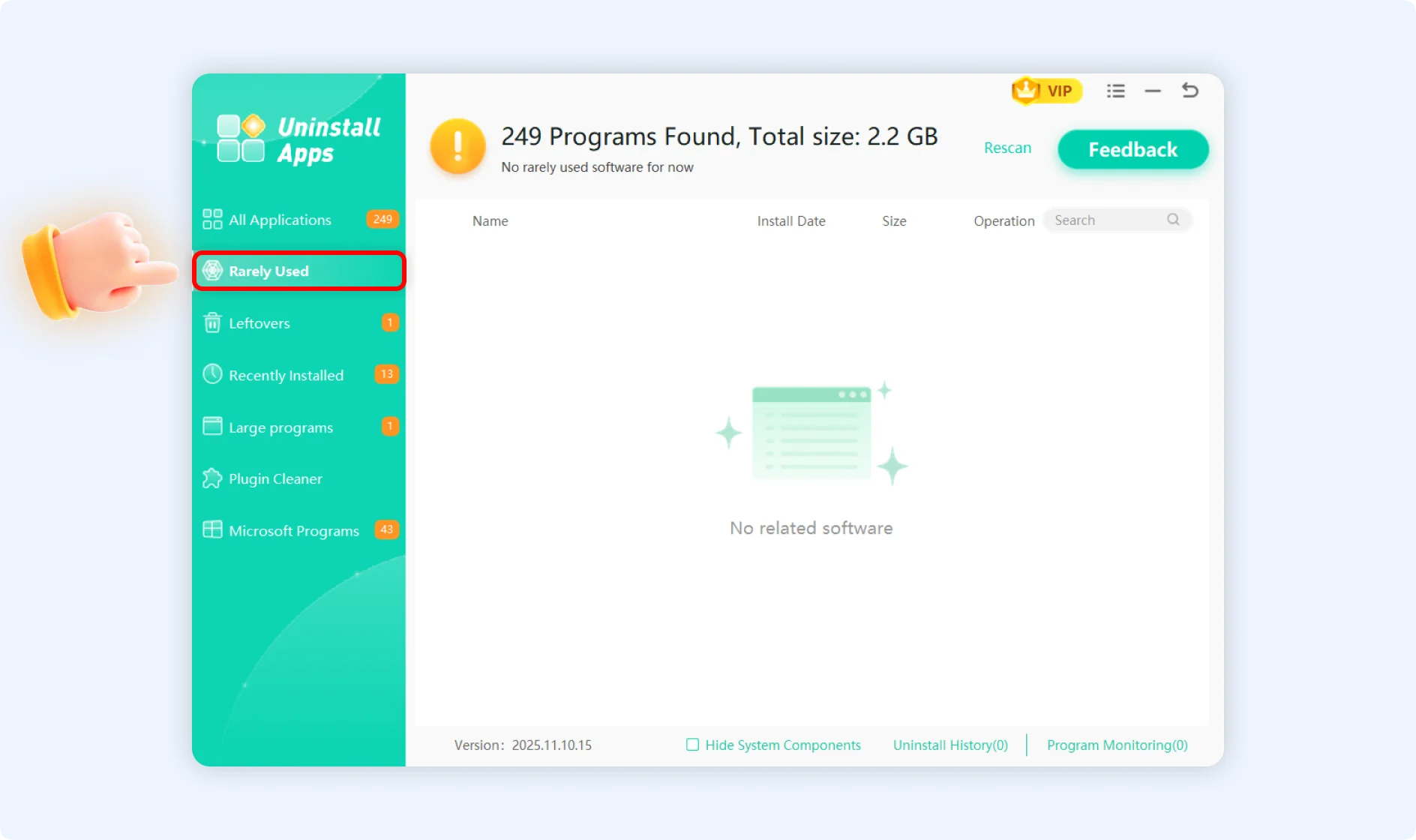 rarely used software.