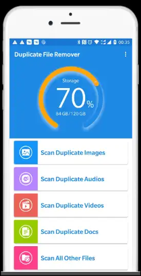 Custom select file type to scan for duplicates on Android.