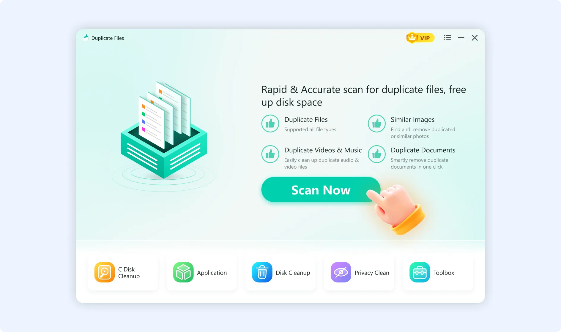 Click Scan Now to initiate the process of scanning duplicate files with WMaster Cleanup.