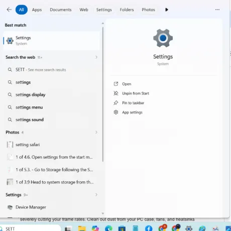 Go to settings from the search bar.