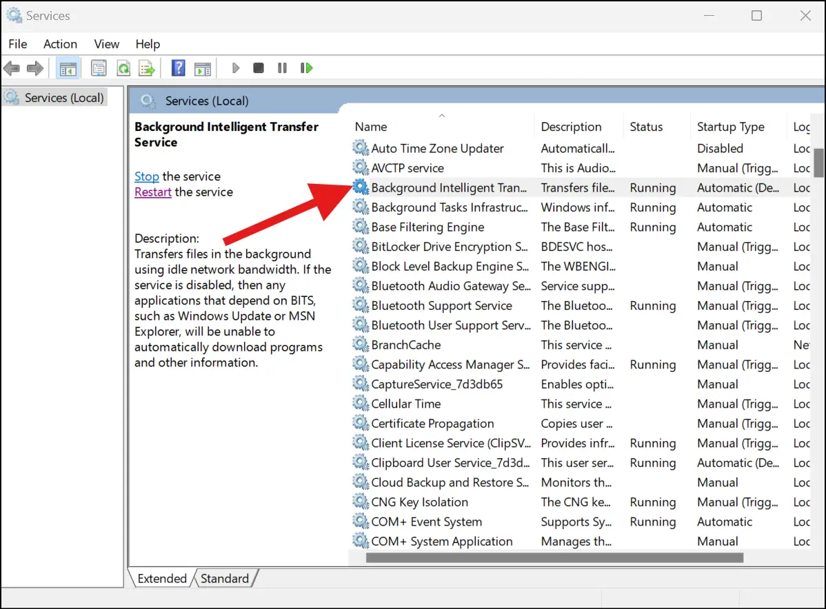 Run and automate Background Intelligent and Windows Update.