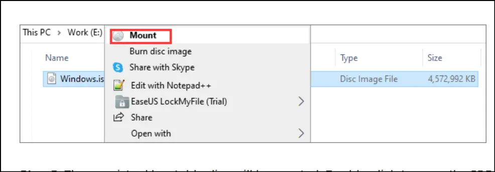 Mount ISO file to run the installation process.