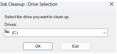 Choose from the drives the one you want to clean.