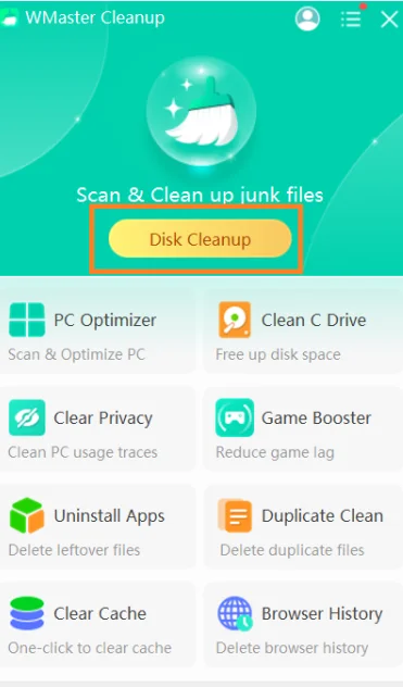 Select the disk cleanup from the main interface for deep scanning.