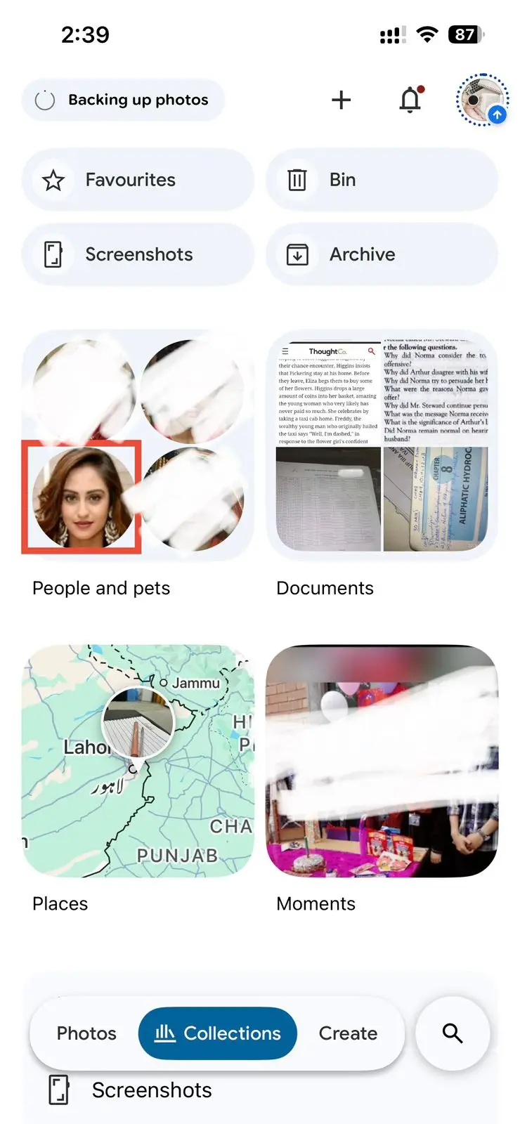Select a face on your People section in Google Photos.