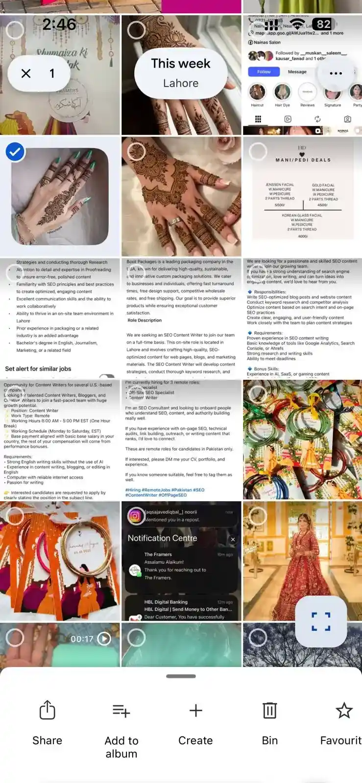 Tap and hold your first image in the Photos tab to select it.