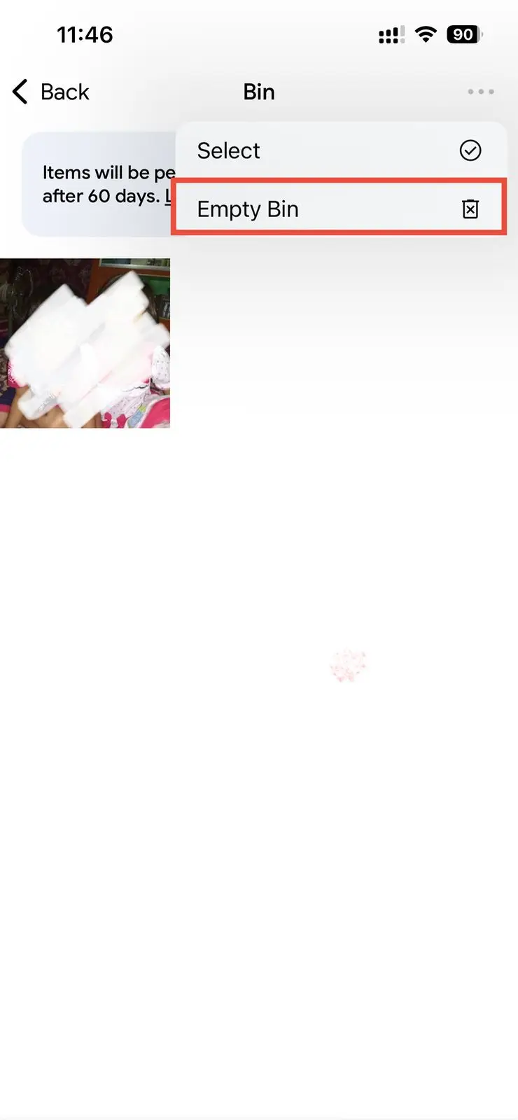 Select Empty Bin to permanently delete the duplicates.