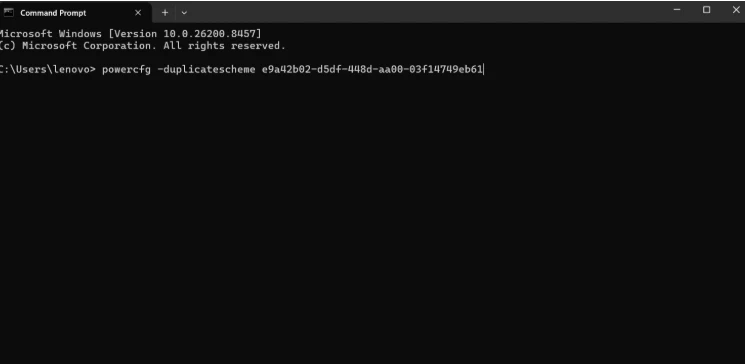 Type the above-mentioned command to upgrade the Windows power plan.