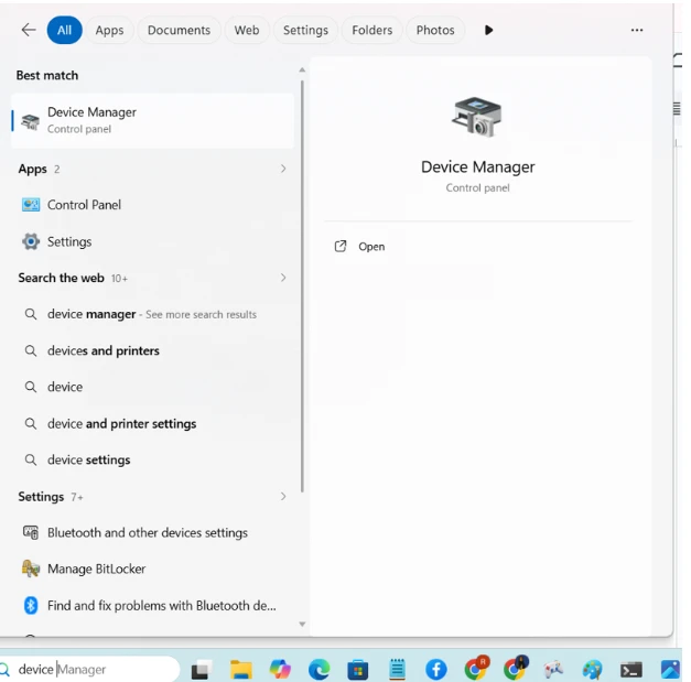 Look for Device Manager from the start menu.
