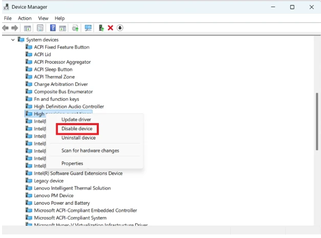 Right click on it to disable device to avoid micro lags in system.