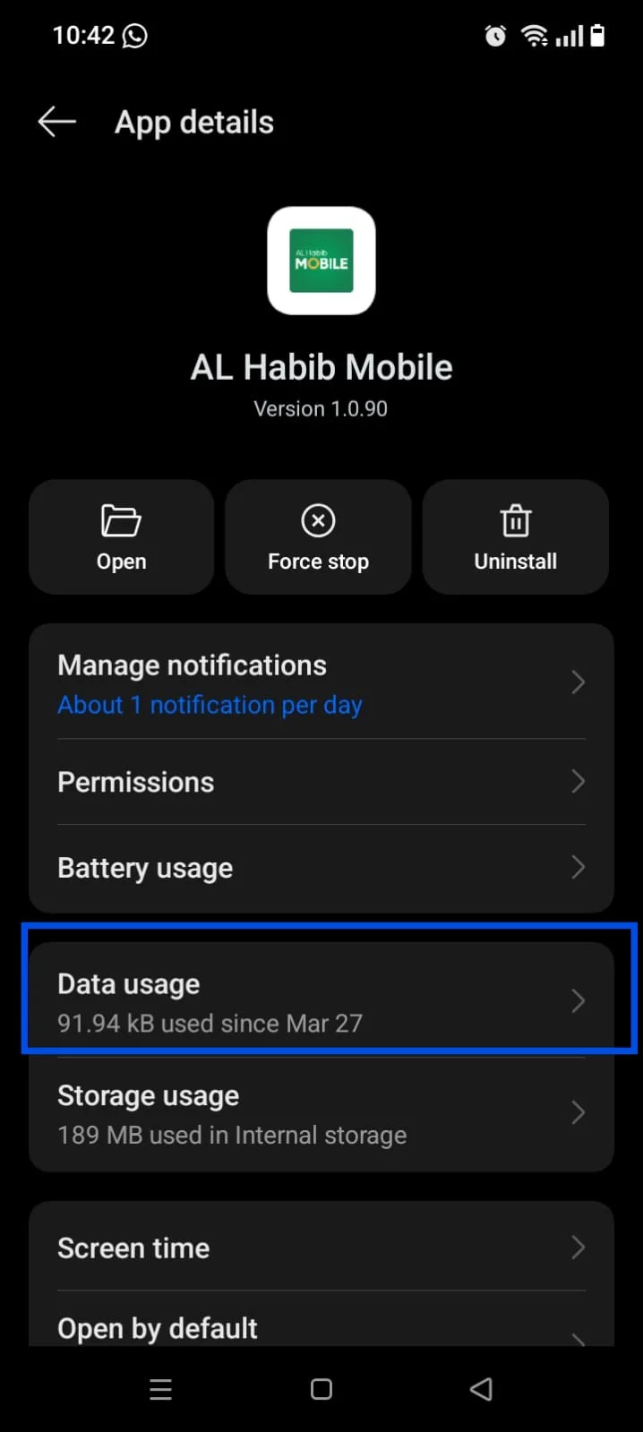 Hit Data Usage.
