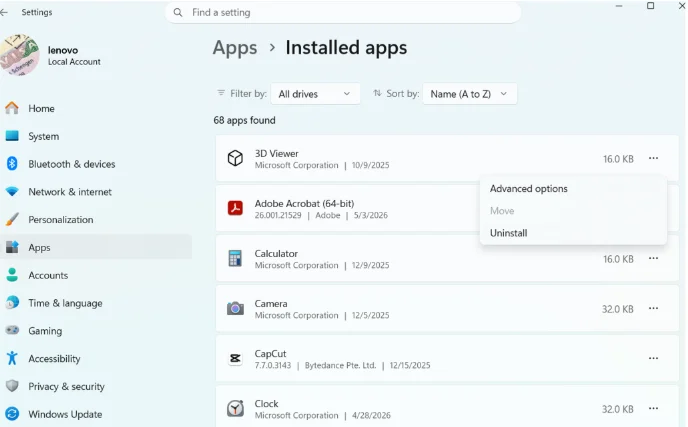 Uninstall the apps you don't need to clear up space.