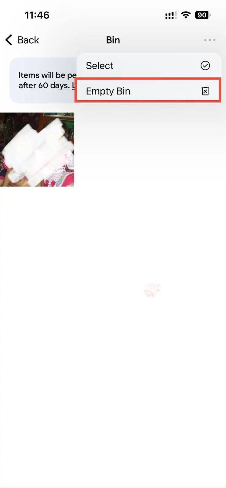  Select Empty Bin to permanently delete the duplicates.