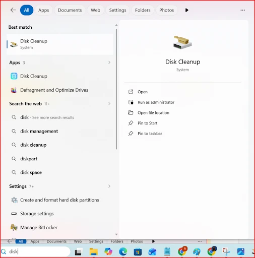 Go to disk cleanup to remove temp files.