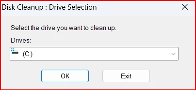 Type the drive name you want to remove the temp files from.