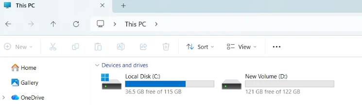 From the file explorer, select the drive you want to check.