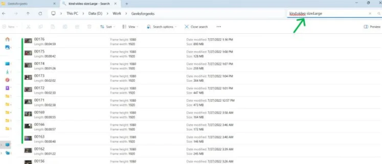 Search for large files based on file types.