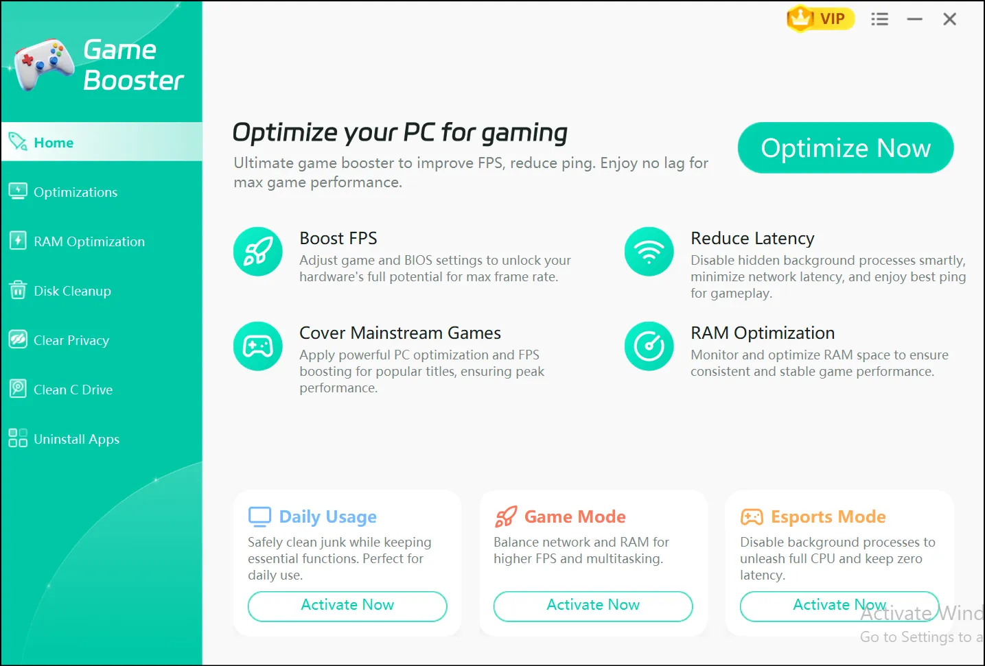 Optimize your RAM for a smooth gaming experience with Game Booster by WMaster Cleanup.