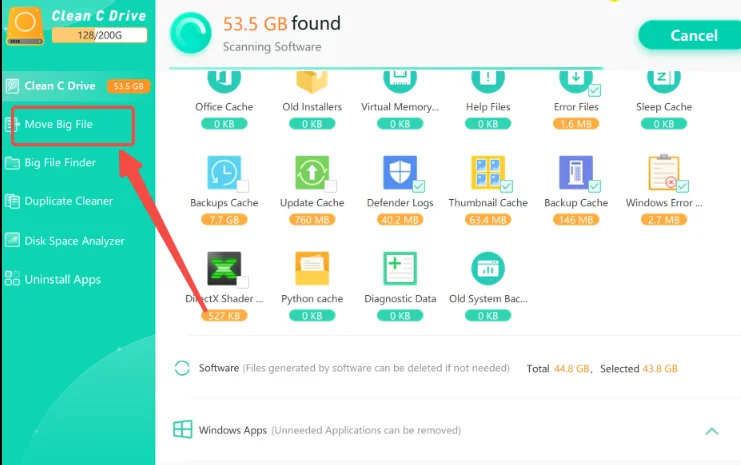 Move your large file to external drive to free up device space.