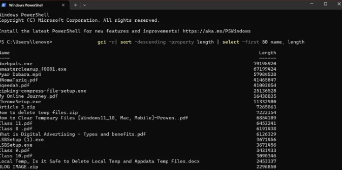 Change the number of files to find large files at once.